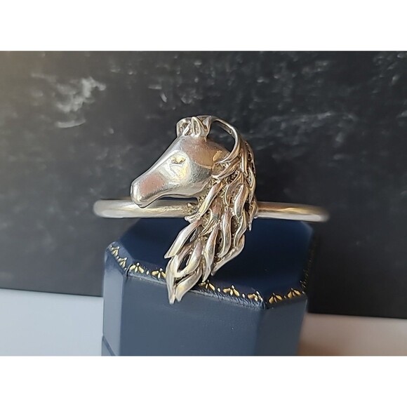 925 Sterling Silver Horse Cuff Bracelet Vintage Mexico